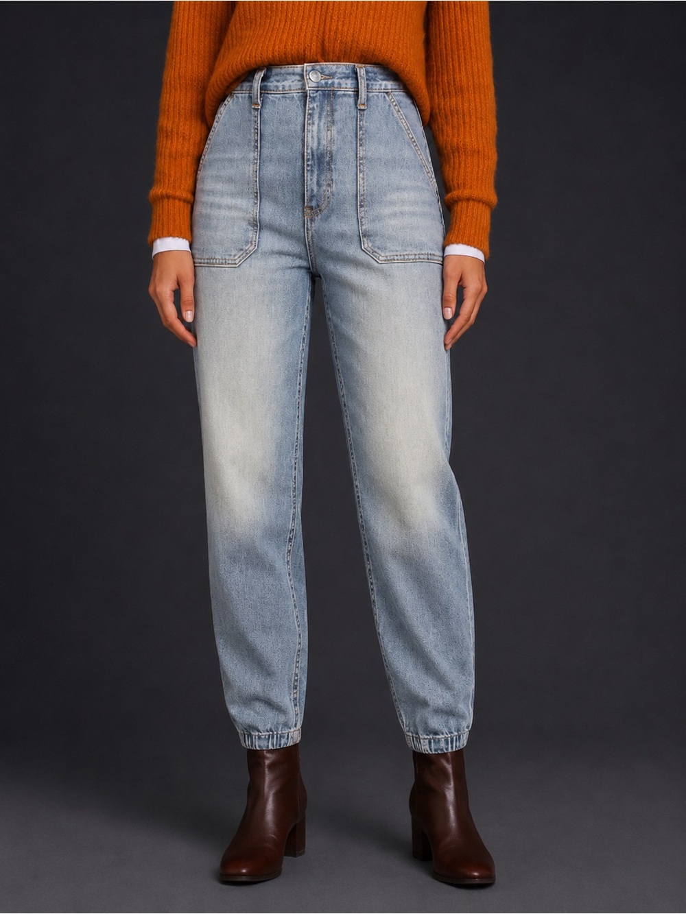 Anthropologie Mother The Wrapper Elastic Ankle Light Wash Jeans